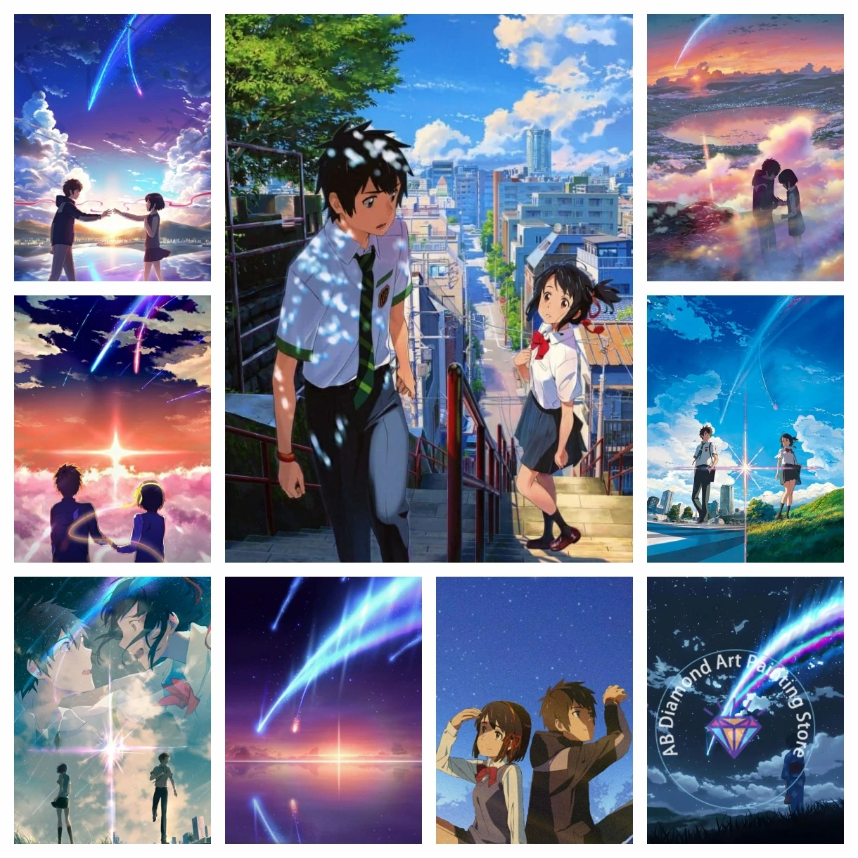 

Your Name Japan Anime AB Diamond Painting Kit 5D DIY Diamond Embroidery Cross Stitch Handmade Art Gift Crafts Home Decor