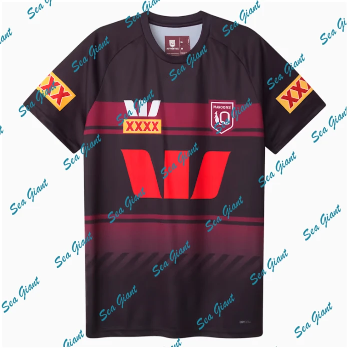 

Новинка 2025 года, мужская футболка для регби QUEENSLAND MAROONS, австралийская рубашка для регби Qld Maroons, тренировочная одежда, быстросохнущий топ для тренировок