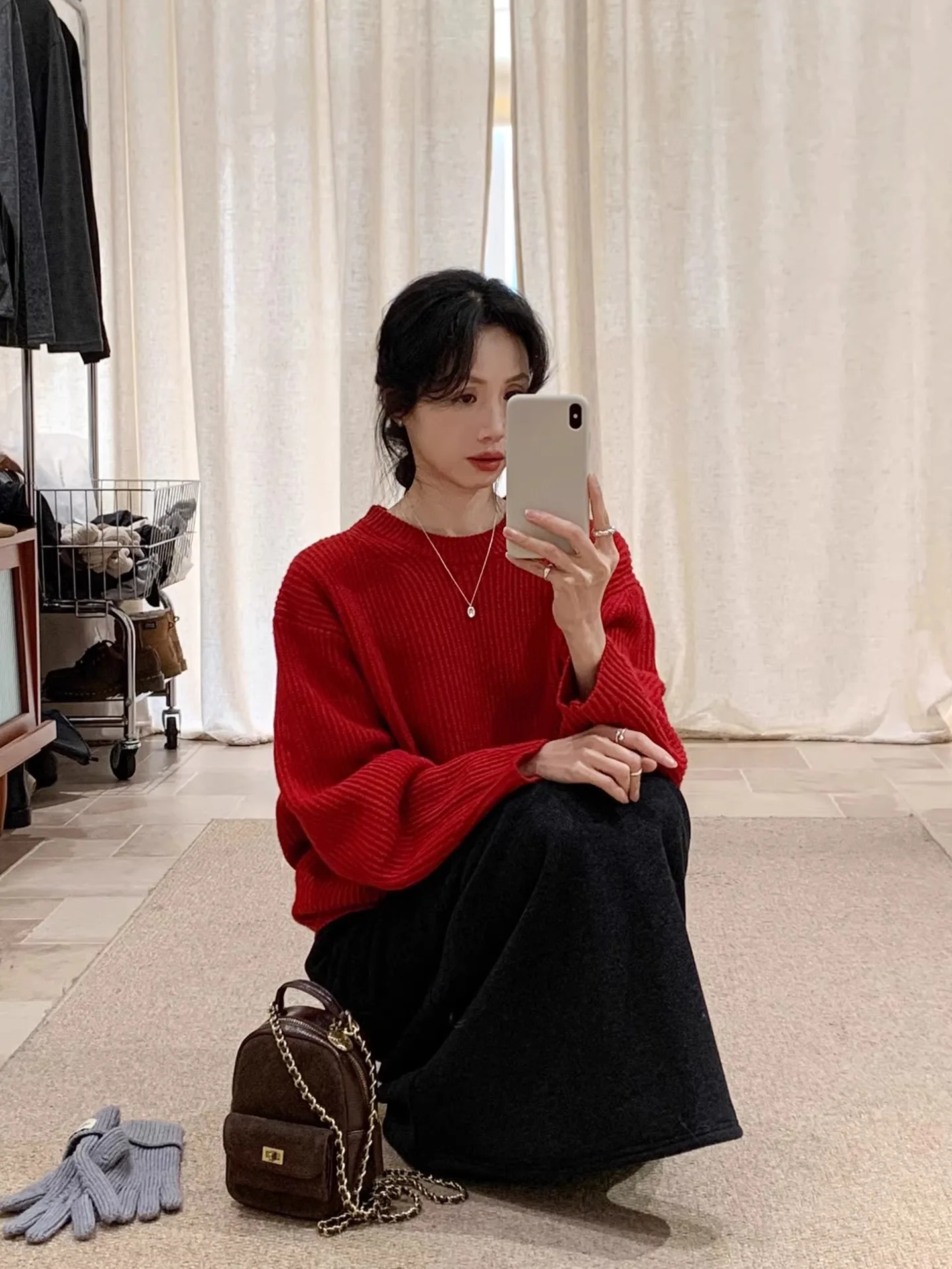 

Корейский шерстяной свитер BRIVIN красного цвета, женский свободный модный белый топ, осенне-зимняя новинка с полосатым узором