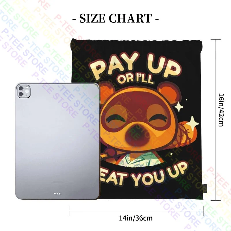 Pay Up I'Ll Beat You Up Tom Nook Animal Crossing Drawstring Bags Gym Bag Gym New Style 3d Printing Bags For Travel