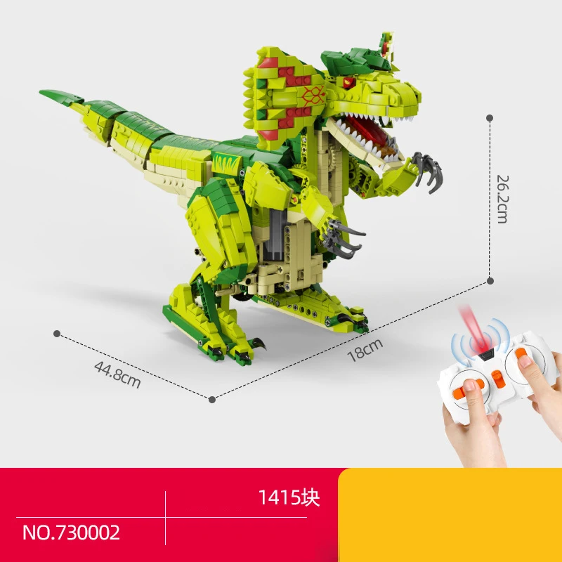 Technical App RC Jurassic Dinosaur Building Block Dilophosaurus Brick Radio 2.4Ghz Remote Control Toys Collection For Gfits