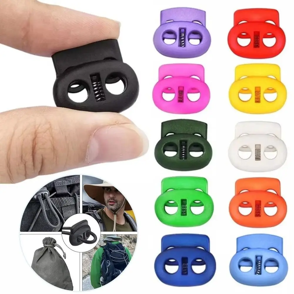 10Pcs Two Hole Cord Lock Spring Mechanism Clip Bean Toggle Clip Adjustable Drawstring Retainer For Sportswear/Shoes/Elastic Band