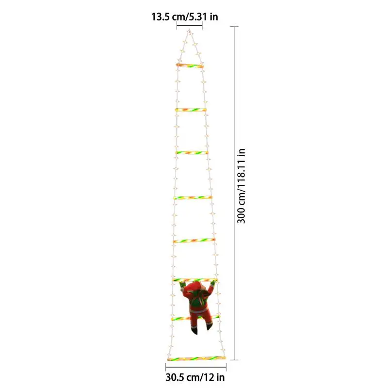 Kerst buitenlicht Decor LED Klimmen Kerstman Kerstladderverlichting Afneembare ladder Boomlicht Lichtslingers