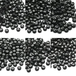 100-500PCS Black Acrylic A-Z 26 Letter Beads Round Alphabet Loose Beads For Jewelry Making DIY Necklace Bracelet Handmade Craft