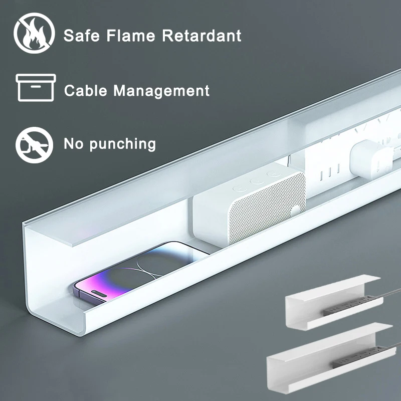 

Under Desk Cable Management Wall Mounted Socket Storage Rack Safe Flame Retardant Socket Holder Office Hidden Cable Organizer