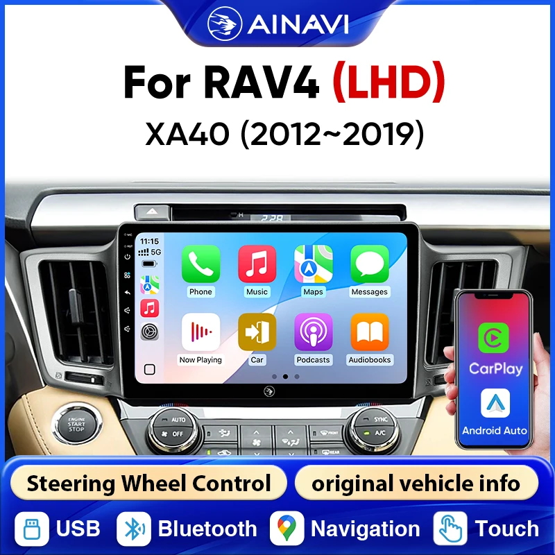 Autoradio AINAVI per Toyota RAV4 XA40 2013-2019, Bluetooth Wireless, Carplay, Android Auto, Carplay per Auto, Schermo Carplay per Auto, Radio per Auto, Stereo per Auto, Display per Auto, Infotainment
