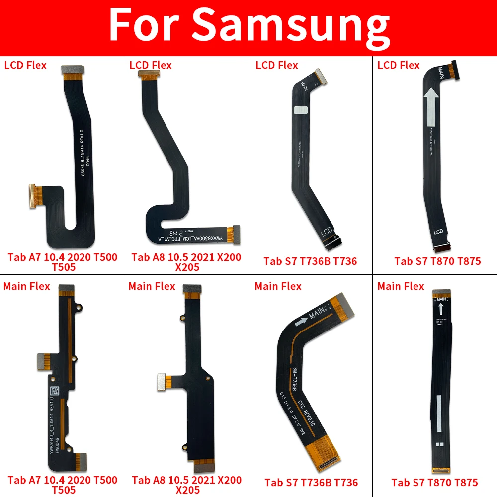 

10 шт. основной гибкий разъем ЖК-дисплея для Samsung Tab A7 10,4 2020 T500 T505/A8 10,5 2021 X200 X205/S7 T736 T738B T870 T875