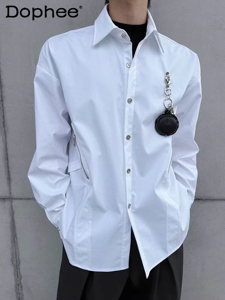

Модные мужские рубашки с длинным рукавом, весна 2026, новинка, с отложным воротником, однотонные, удобные, стильные, свободного кроя, простые, модные