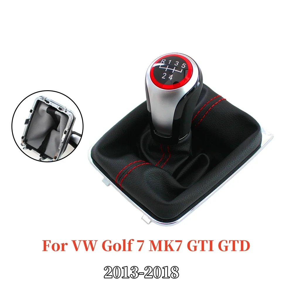 

5 6 Speed Car Gear Shift Knob for VW Golf 7 A7 MK7 GTI GTD 2013 2014 2015 2016 2017 2018 Leather Gaiter Lever Stick