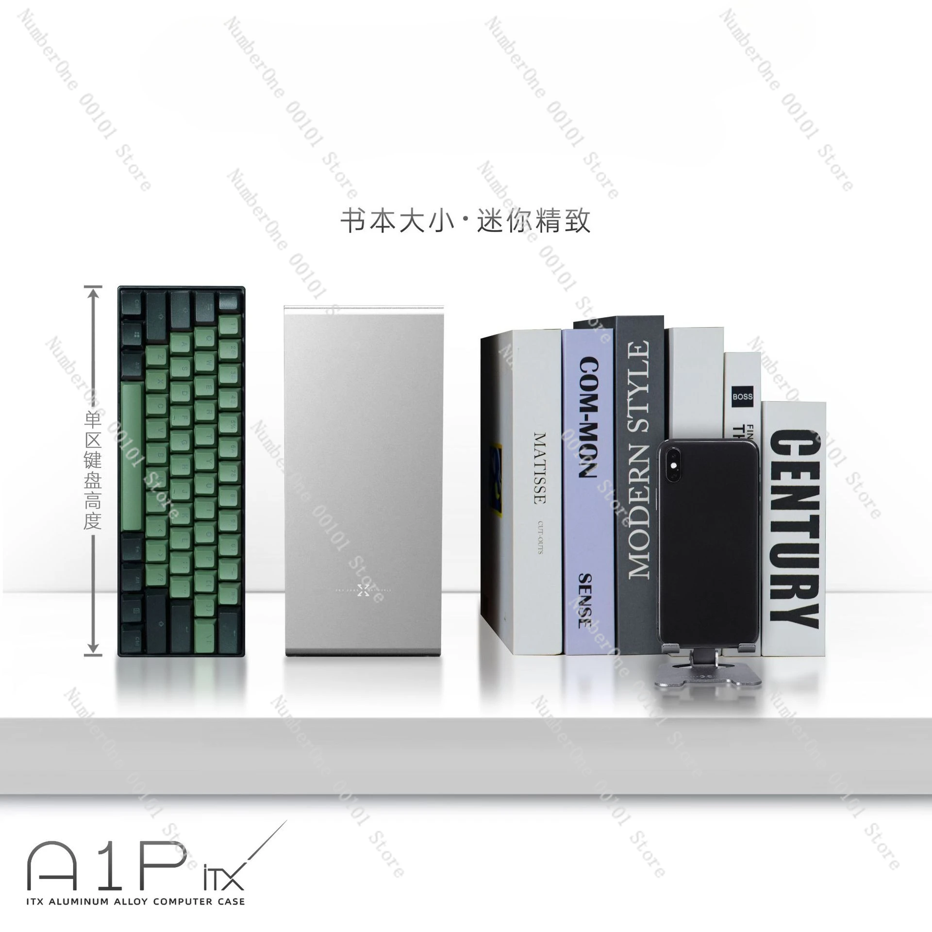 A1P All Aluminum A4 Mini Compact ITX Small 1U Chassis Single Display Backpack Portable Vertical Desk Mount Host