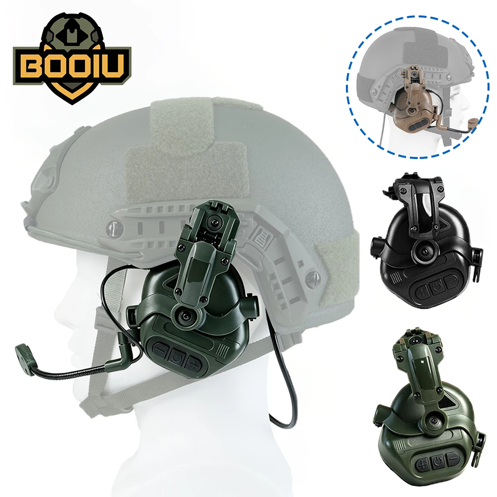 Casque tactique BOOIU, écouteurs de tir, protège-oreilles montés sur casque rapide, protection auditive, chasse, entraînement, communication