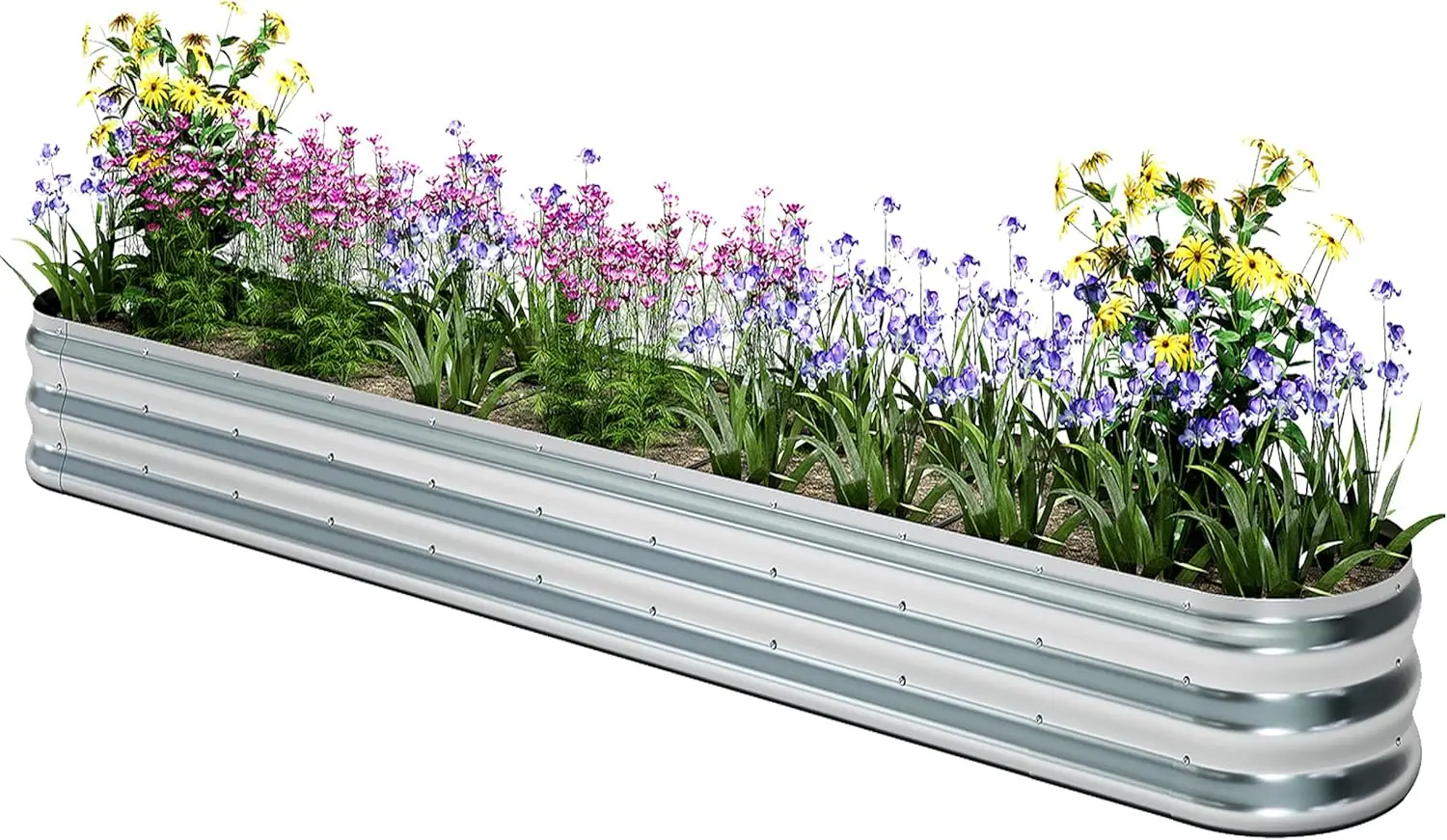 

2pcs Galvanized Raised Garden Bed,Raised Garden Bed Kit-Oval Metal Flower Box,Large Planter Vegetable Box Outdoor,Planting for V