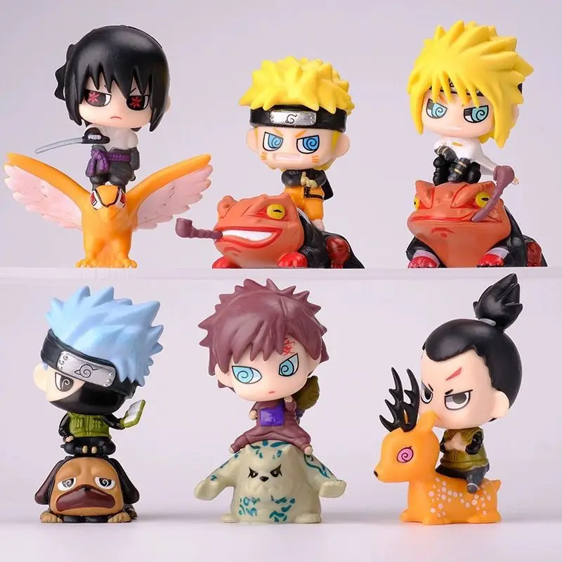 NEW Naruto Sasuke Kakashi Gaara Madara Akatsuki Organization Figure  Cartoon Desktop Ornament Mosquito Eye Version Complete Set