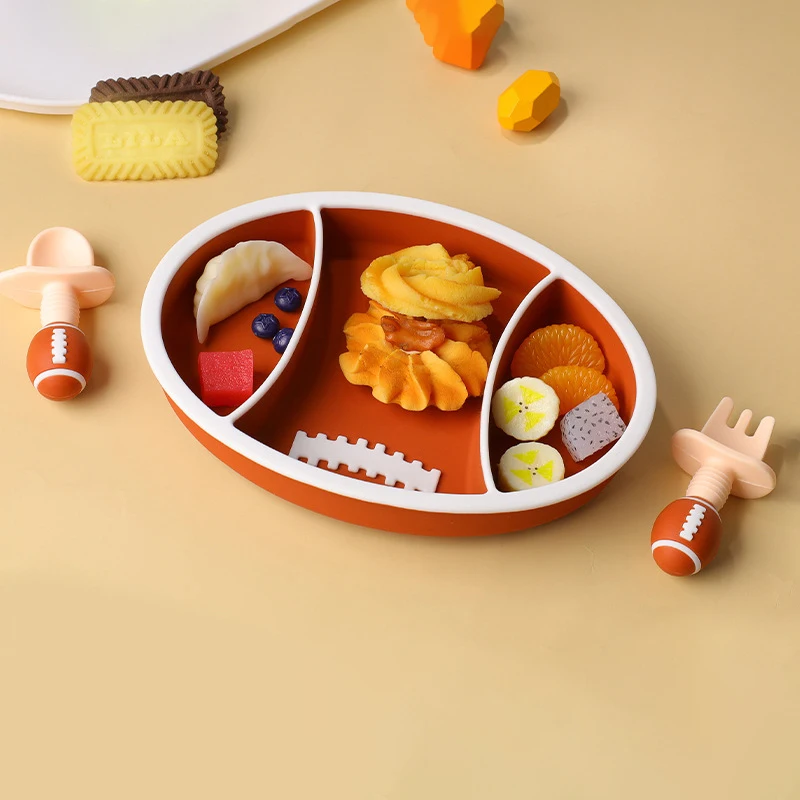 

Rugby Silicon Glipper Card Food Grade Children'S Fedback Suffering Code Date Resistant High Temperature Supplementary Food Dish