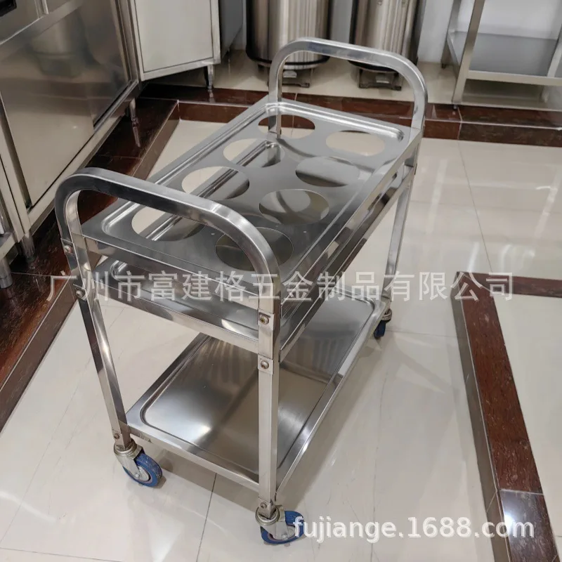 custom.Commercial Restaurant Mobile Stainless Steel Dining Cart Two-Three Layer Stall Push Cart Food Delivery Hotel FUJIANGE JET