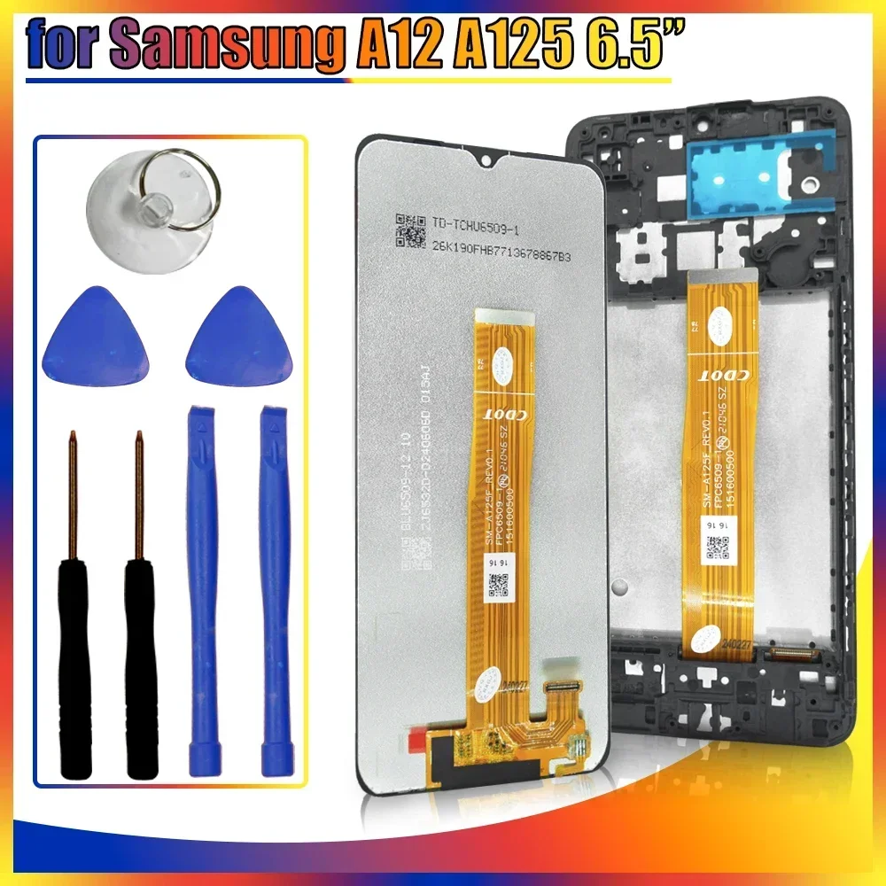 Tested LCD for Samsung Galaxy A12 A125F LCD Display Touch Screen Digitizer Replacement for Samsung A12 A125M A125U LCD Display