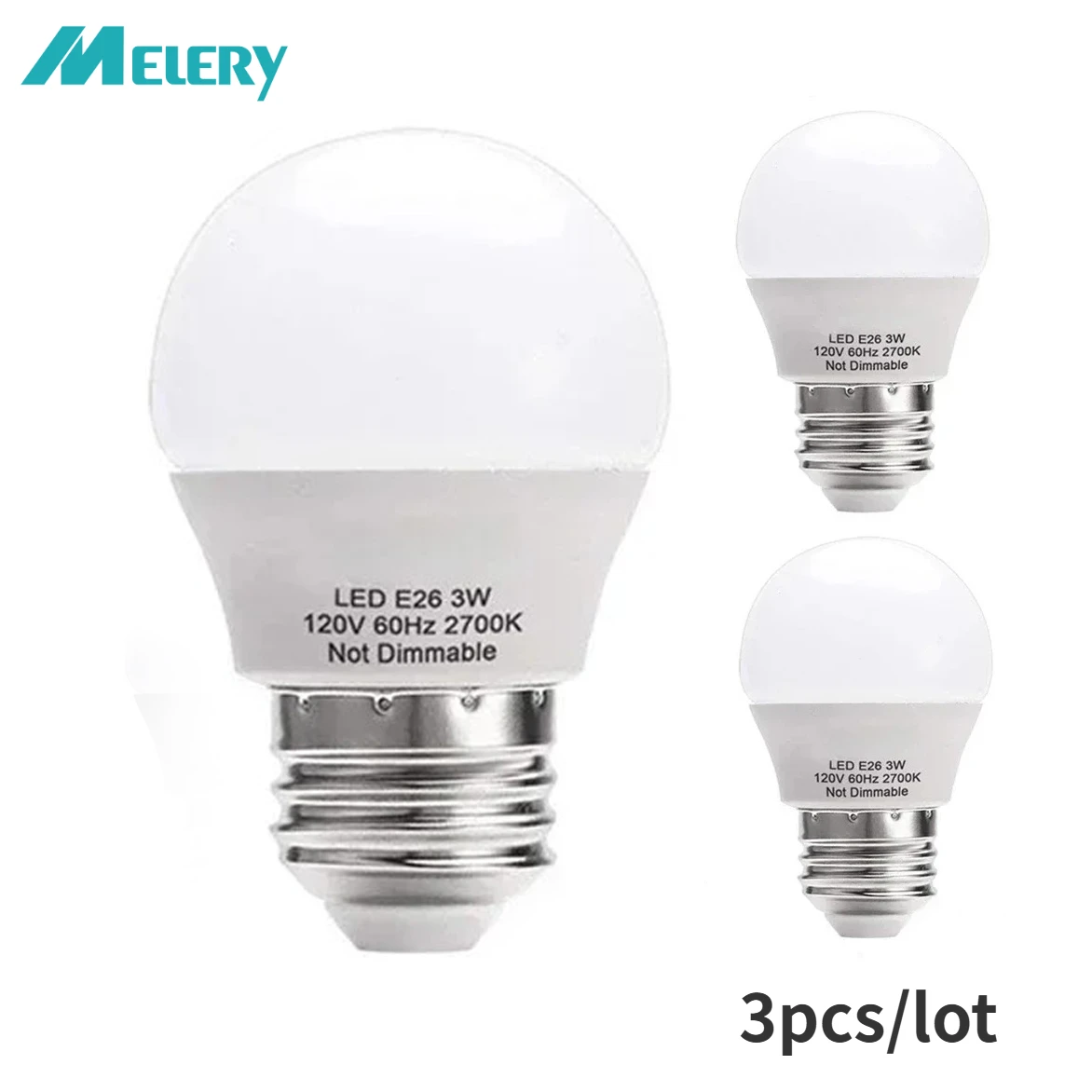 Melery E26 E27 LED Light Bulbs 5W Globe Lamp Warm White 2700K Energy Saving 50W Equivalent Indoor Lighting for Doorway Bedroom