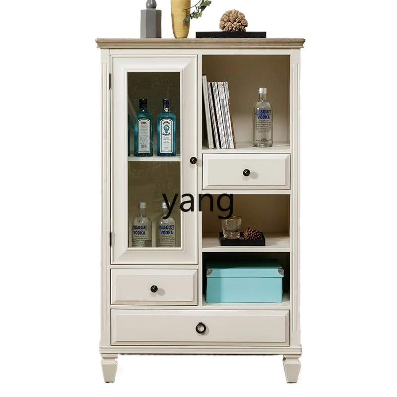 xyy wine cabinet pure solid wood simple side cabinet living room glass cabinet shelf storage against the wall