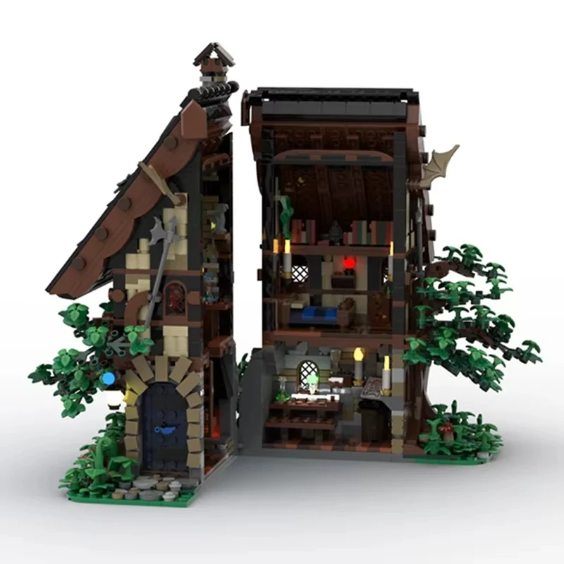 Moc średniowieczna architektura magiczny warsztat modułowy model zamku DIY kreatywny montaż klocki zabawki prezent dla dzieci