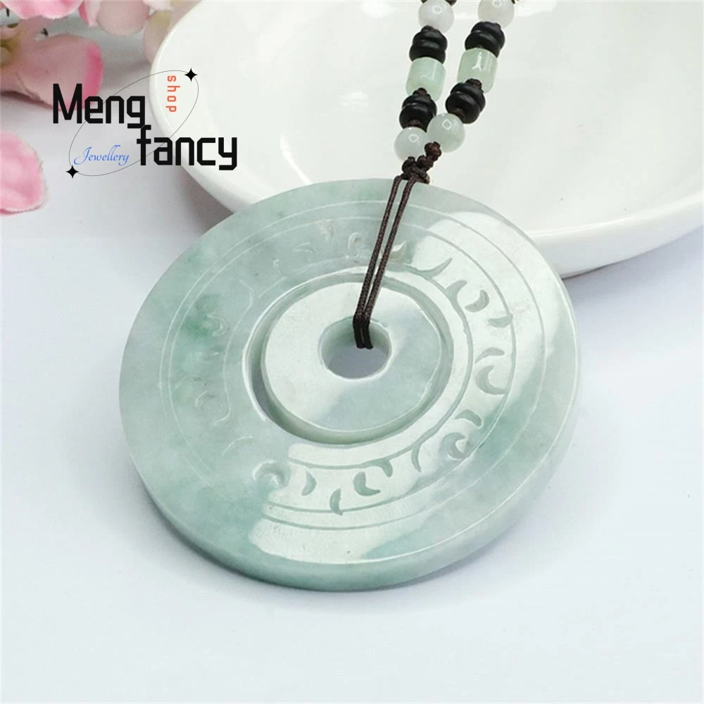 Natural Myanmar A-goods Jadeite Son Mother Button Exquisite Elegant Simple High-grade Pendant Antique Peace Button Holiday Gifts