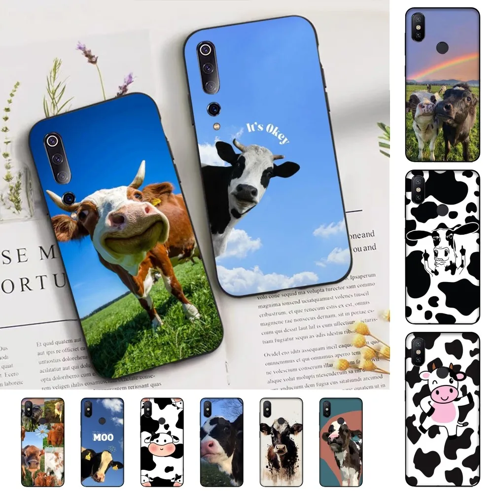 Cow Pattern Pink Dairy Cattle Cute Cartoon Phone Case For Xiaomi Mi 5X 8 9 10 11 12 lite pro 10T PocoX3pro PocoM3 Note 10 pro