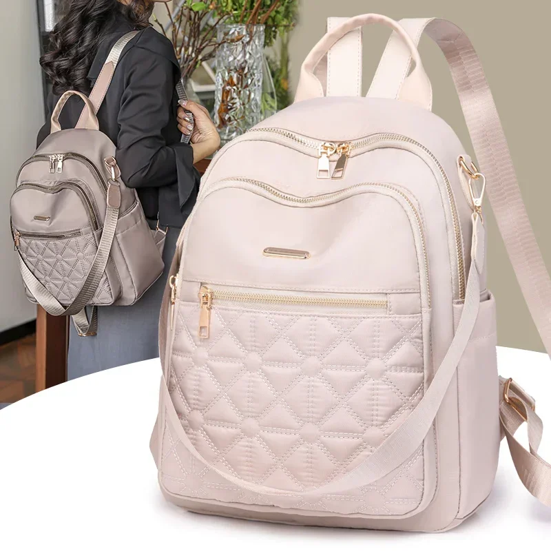 Hot Selling High-quality Zippered Nylon Urban Fashion Large Capacity Women's Backpack Minimalist Casual Style Student Backpack