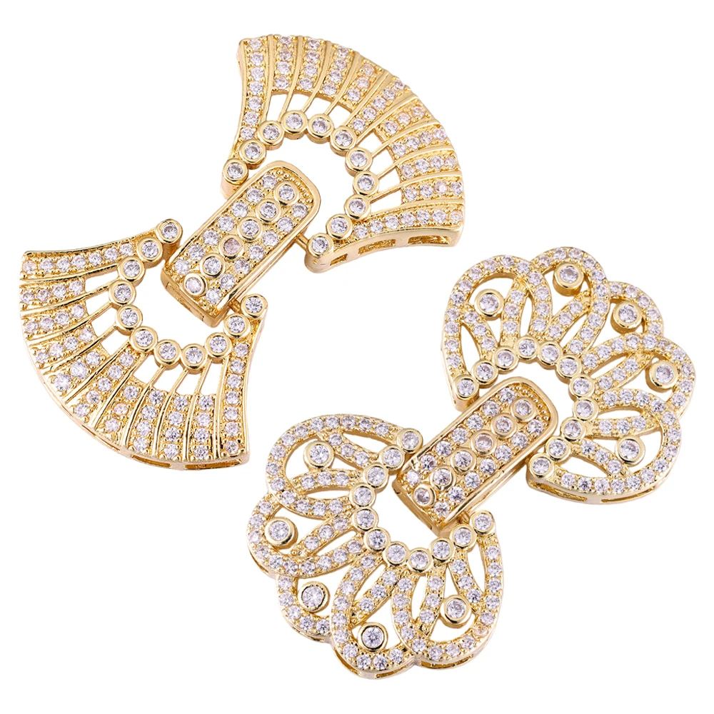 Juya 18K Gold Plated Decorative Connector Button Locks Fastener Clasps For DIY Needlwork Multirows Beads Pearls Jewelry Making