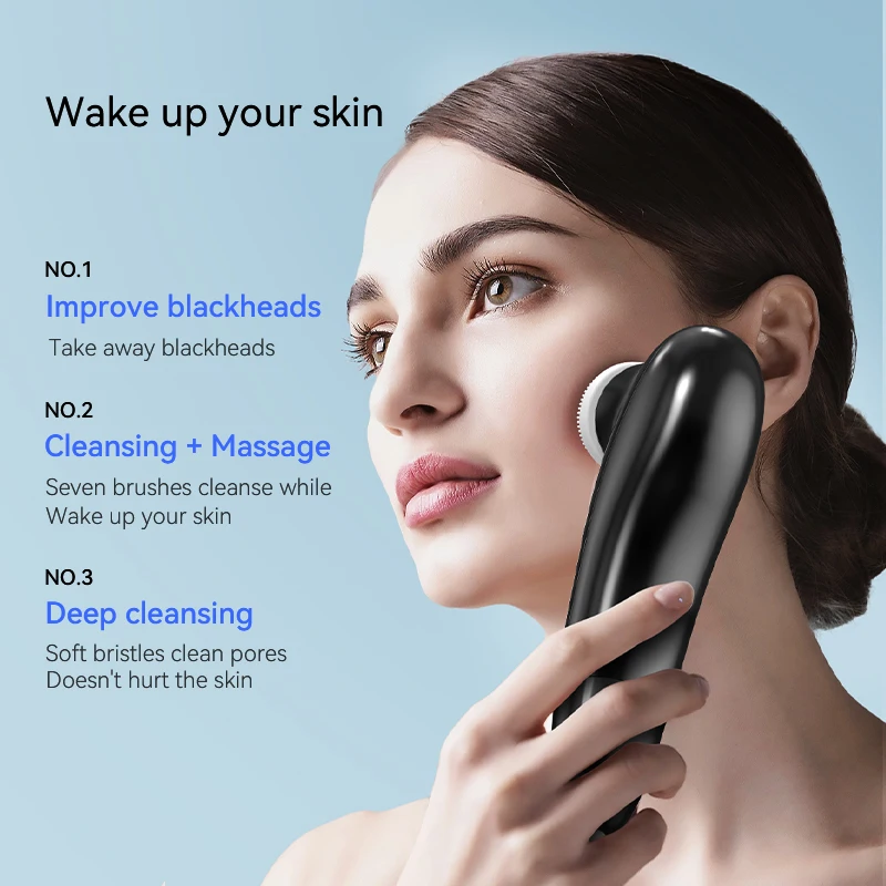 Electric Facial Cleansing Brush Face Scrubber Rechargeable IPX67 Waterproof Rotating Cleanser Massaging and Deep Cleanning Tools