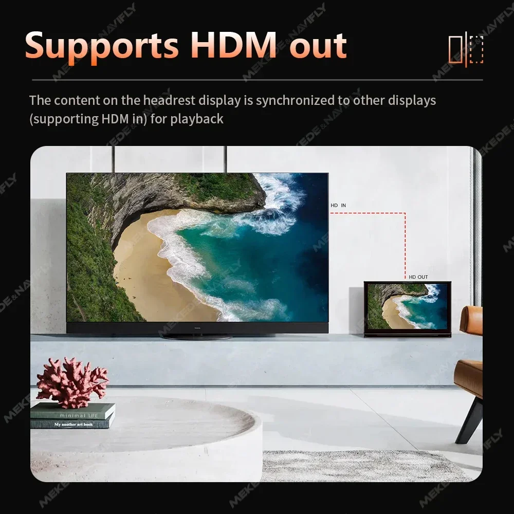 نظام أندرويد 8Core 2G + 32G مسند رأس السيارة شاشة تعمل باللمس مراقب المقعد الخلفي لاعب دعم HDMI AV USB مرآة ربط عرض FM ستيريو