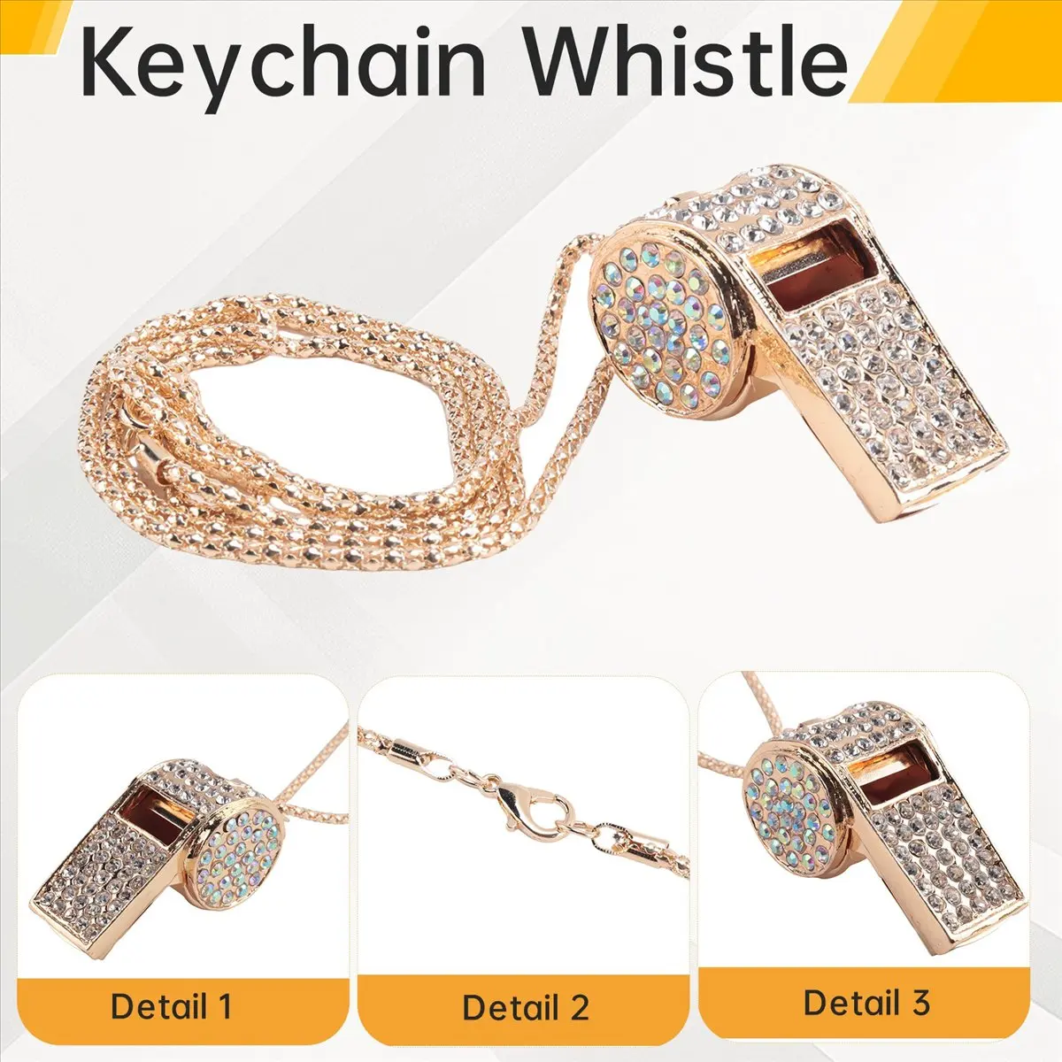 صفارة A97G، صفارة معدنية من حجر الراين الكريستالي، صفارة لامعة مع سلسلة مفاتيح للحكم والمدربين والمعلمين