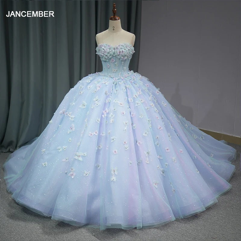 New Arrival Pueple Princess Ball Gown Quinceañera Dresses 2024 Strapless Appliques Beads Birthday Party For 15th Girls DY1293