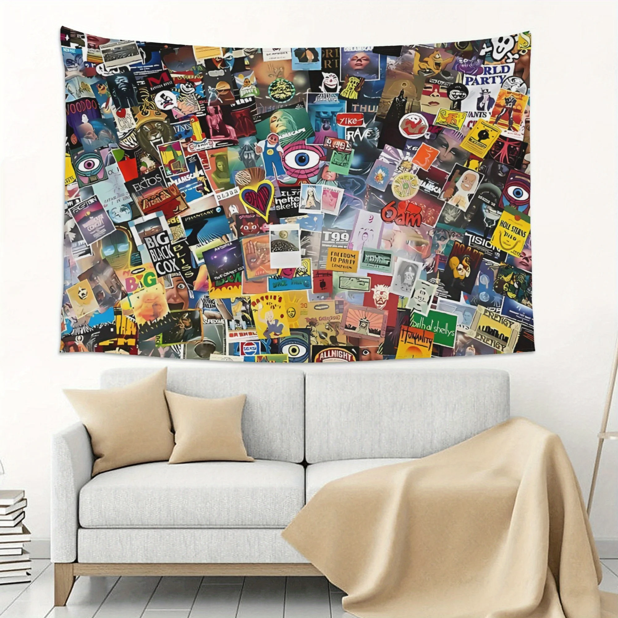 

Retro Music Tapestry Single Sided 2D Print Soft Polyester Wall Tapestry Living Room Bedroom Dorm Nostalgic Decor Cool Vibe Gift