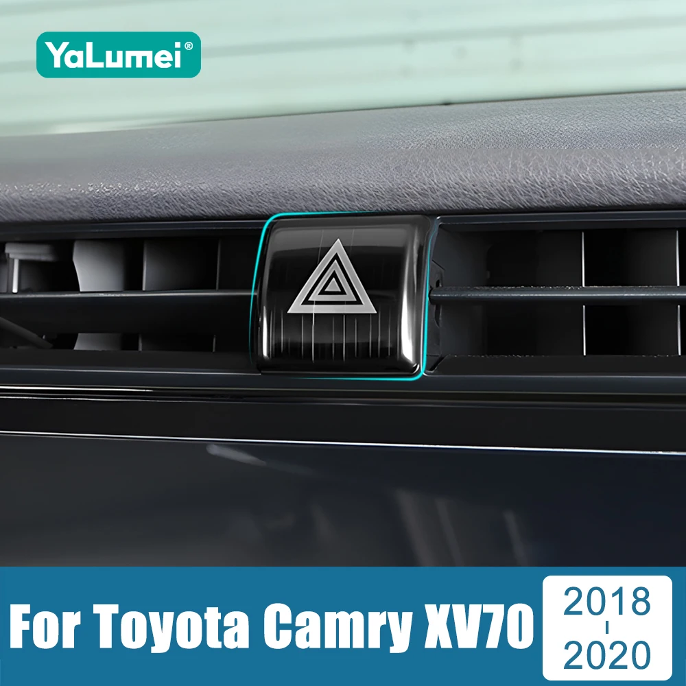

For Toyota Camry XV70 70 2018 2019 2020 Stainless Car Interior Emergency Light Lamp Switch Warning Button Trim Cover Sticker