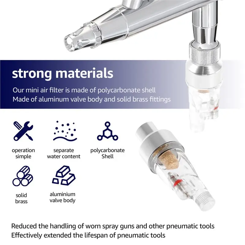 วาล์วกรองอากาศ GTBL ขนาด 1/8 นิ้ว 3 ชิ้น ตัวกรองความชื้นสำหรับปืนพ่นสี ตัวแยกน้ำมันสำหรับปืนพ่นสี รุ่นสำหรับปั๊มลม ตัวกรองน้ำ