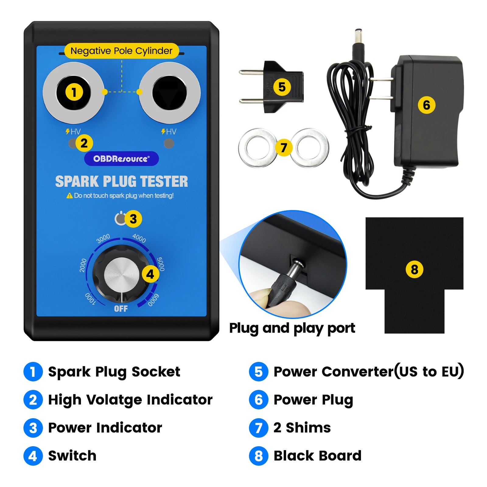 OBDResource Car Spark Plug Tester Pro Dual Holes 0-6000rpm Work Frequency Auto Engine Ignition Coil Tester Spark Tester Tool image 5