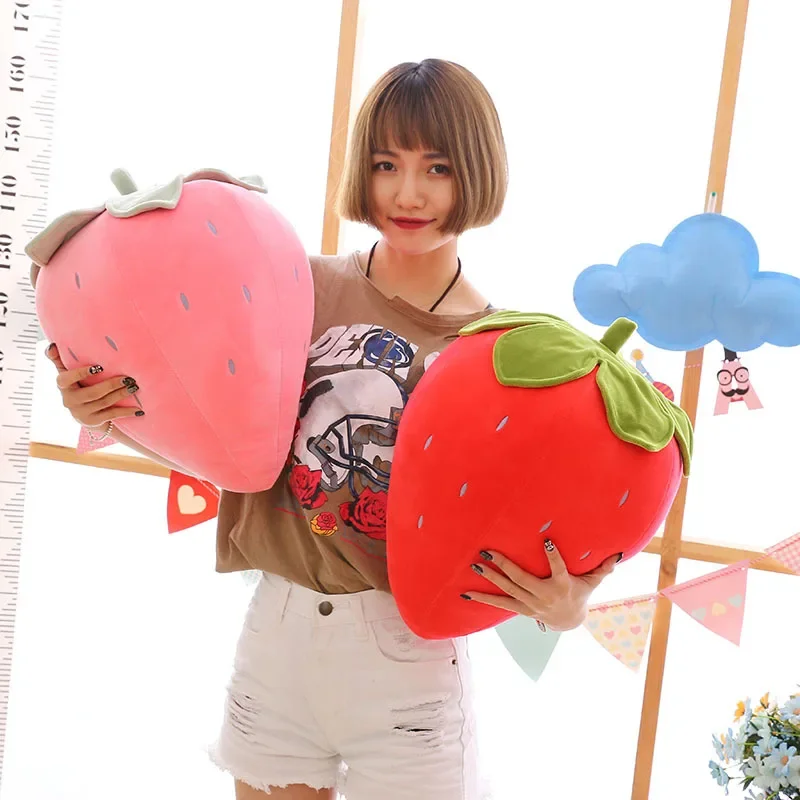 25/40/50cm Pink Red Strawberry Plush Cute Cartoon Fruit Stuffed Toy Fruits Sofa Cushion Pillow Fun Sleeping Toy Girl Gift