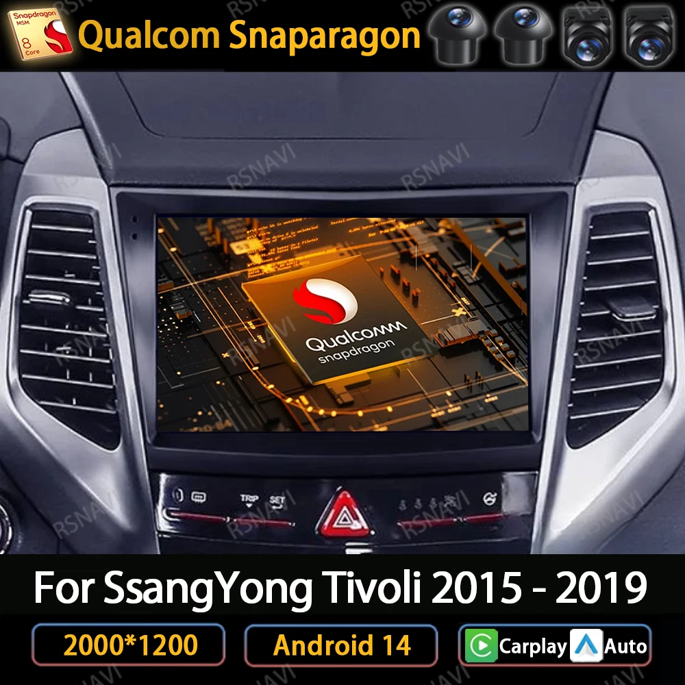 Android 14 Car Radio For SsangYong Tivolan Tivoli 2014 2015 2016 2017 Multimedia Video Player WIFI+4G GPS Navi Carplay Auto QLED