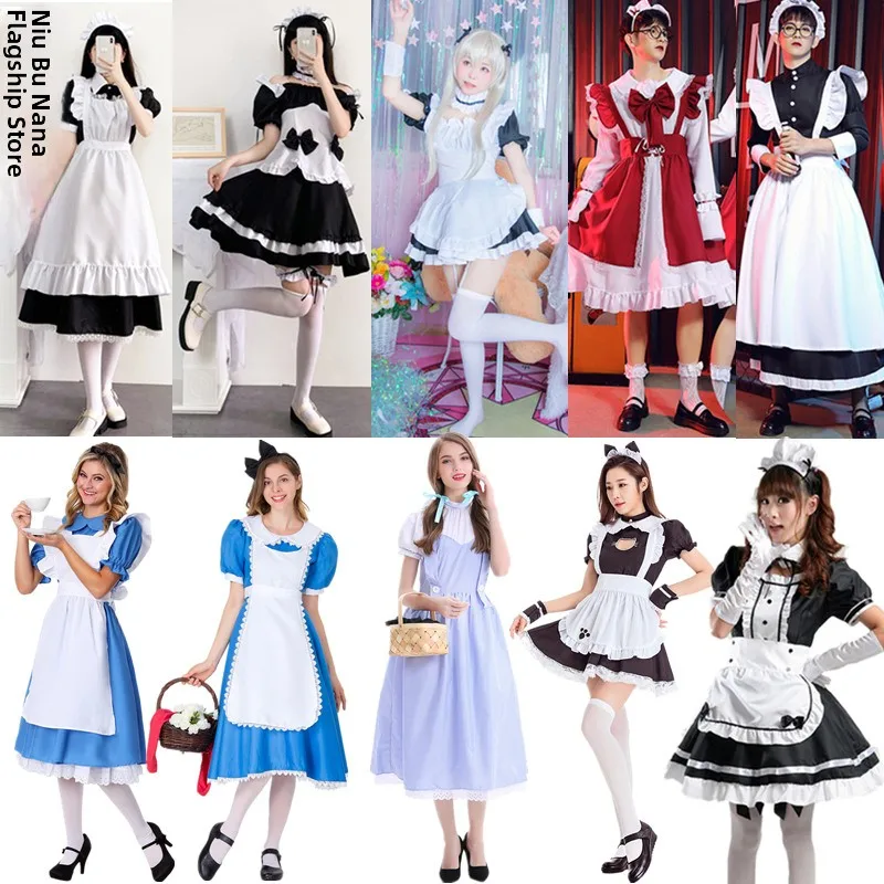 

Хэллоуин Алиса в стране чудес Bla Белый костюм горничной для взрослых Dr Lolita Одежда для выступлений горничной Полиэфирное волокно 00%