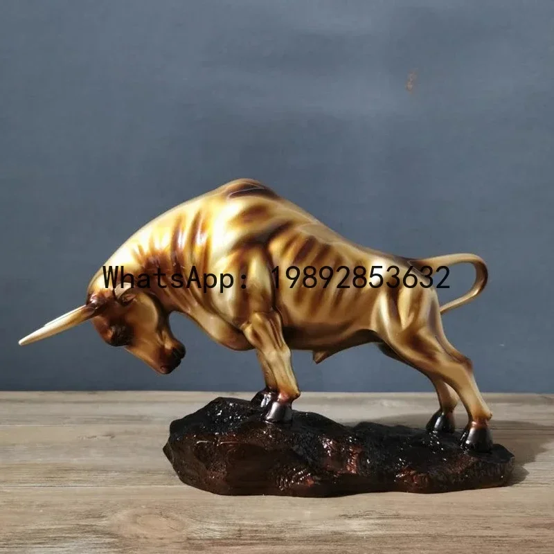 u11 Resin Handicrafts Realistic Figure Sculpture Golden Bull Figurine Bull Statue Cattle Cow Decorative Figurines Home Decora