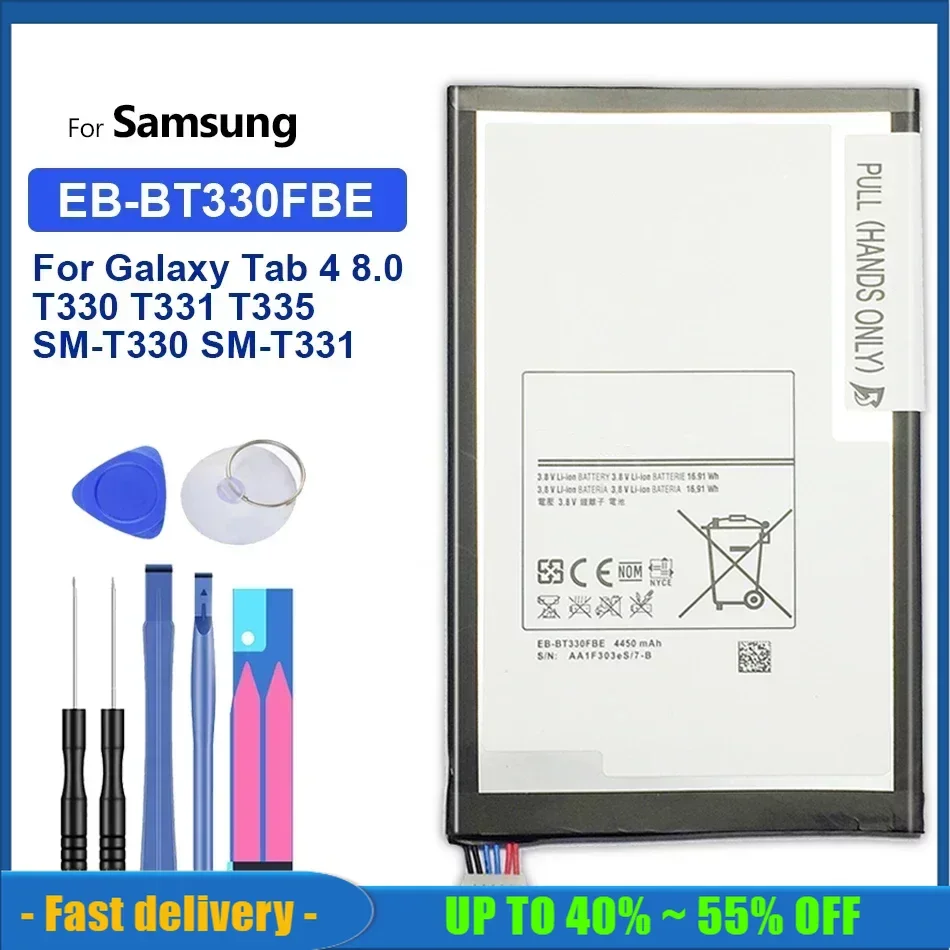 

EB-BT330FBE Replacement Battery For Samsung Galaxy Tab 4 8.0 T330 T331 T331C T335 SM-T330 SM-T331 SM-T335 4450mAh Batteries