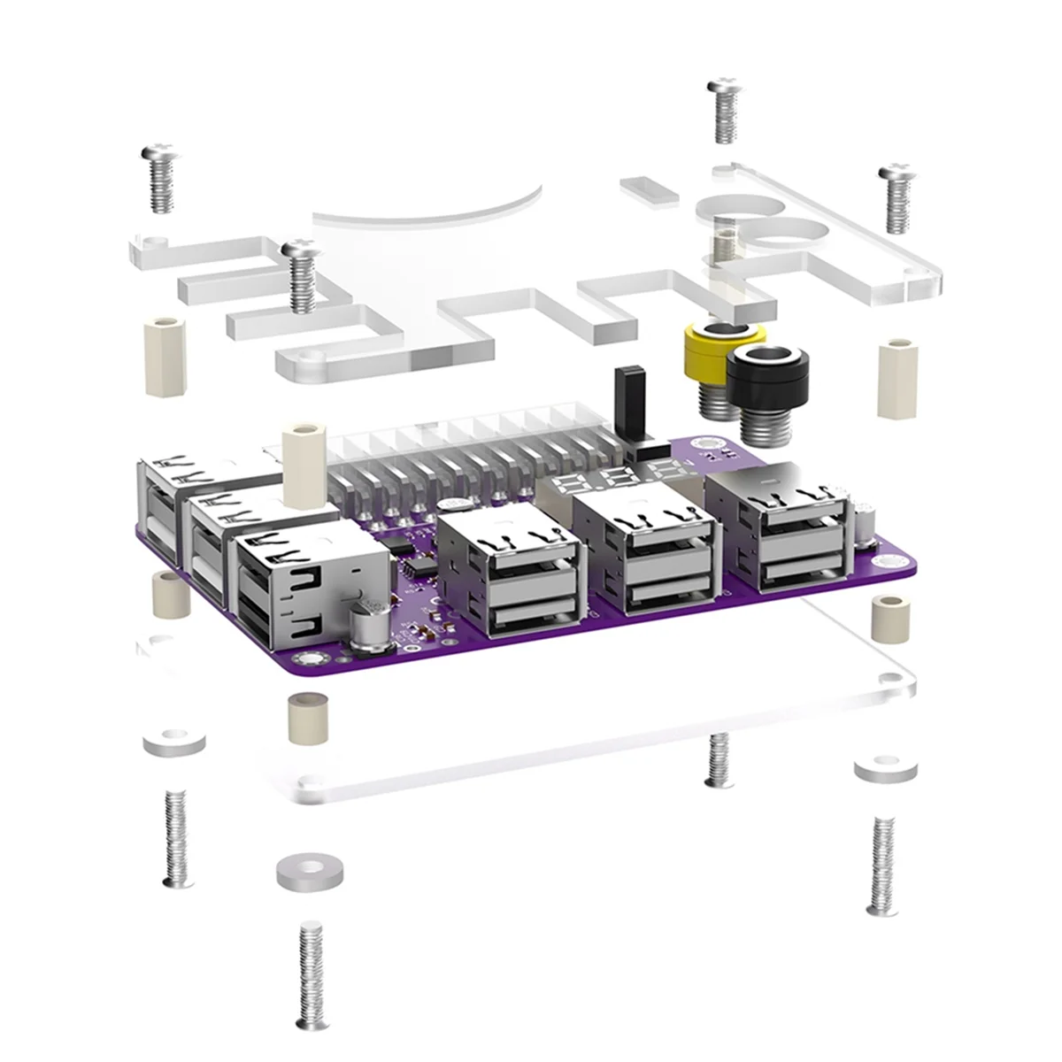 Adattatore per modulo di alimentazione della scheda di sblocco dell'alimentatore ATX 24pin con uscita USB 2.0 a 12 porte e QC 2.0/ 3.0 e 12V