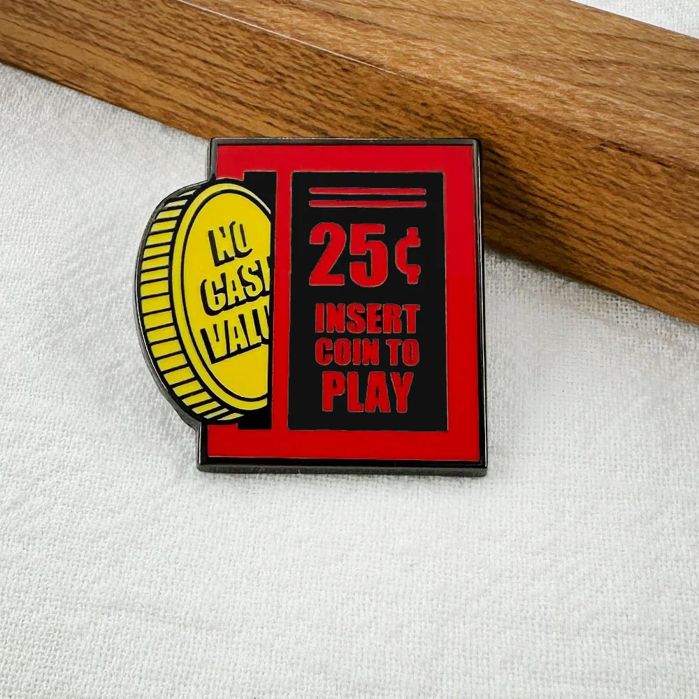 Retro-Arcade-Spiel Münzschlitz-Emaille-Brosche 25 Cent - Münze Einwerfen Zum Spielen Ohne Geldwert Spieler-Abzeichen Einzigartiger Spielthemen-Accessoire – Detail 6