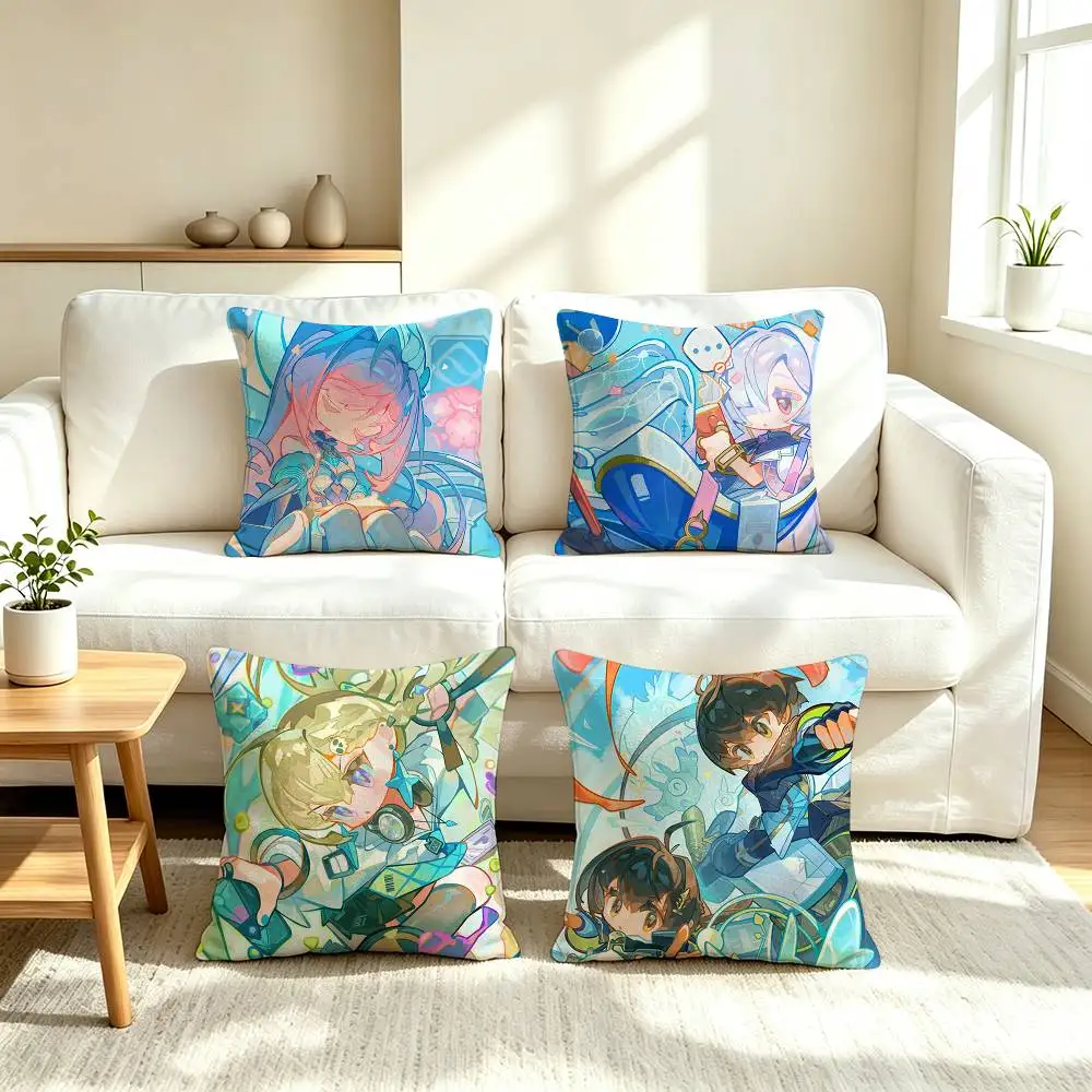 W-Wuthering Waves Game Square Double-Sided printed Pillow Case Bedroom Bedside Pillow Sofa Cushion Cover
