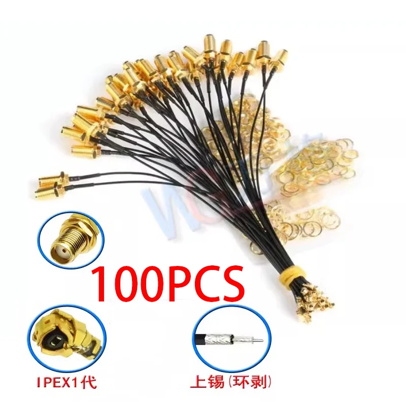 

100pcs SMA Female Connector Cable to uFL/u.FL/IPX/IPEX UFL to SMA Female RG1.13 Antenna RF Cable Assembly RP-SMA-K RG178