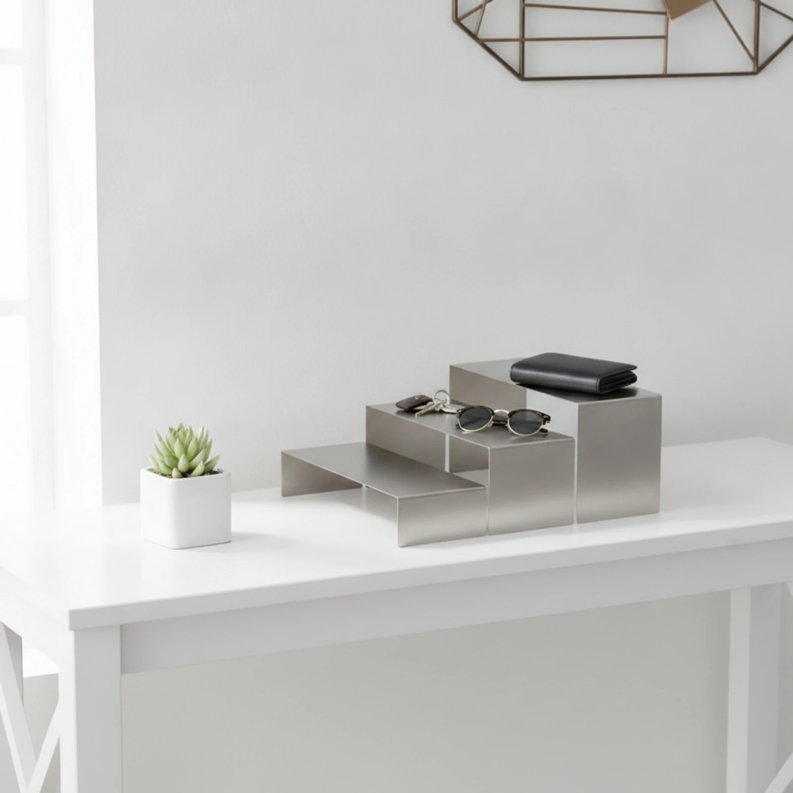 3 Pieces U-Shaped Display Riser Modern Shoe Display Stand Fixtures Sturdy Stable for Boutiques, Retail Stores, Window Displays