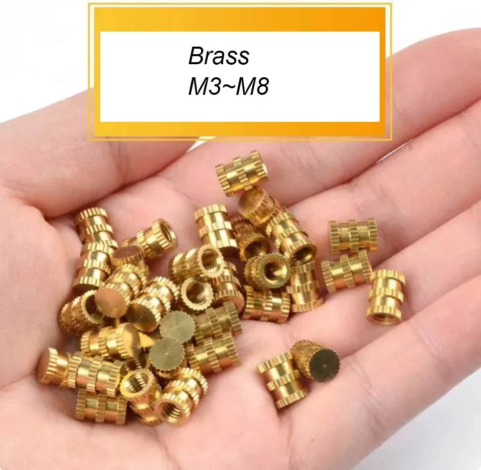 5/25Pcs Solid Brass Copper Injection Molding Knurl Thread Insert Nut M3 M4 M5 M6 M8 Embedded Nutsert Single Pass Blind Hole