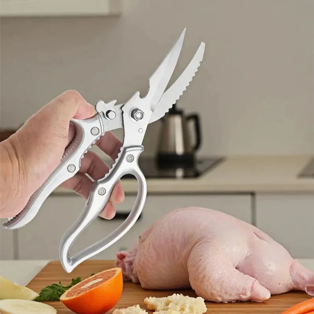1pc Heavy-Duty Kitchen Shears with Spring-Loaded Ejector & Non-Slip Ergonomic Handle Can Open Bottle Chicken Bone Scissors