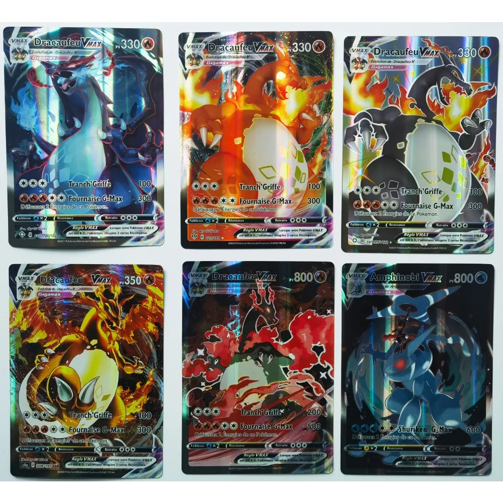 English and French Extra Large Pocket Monster Card 30 Giant Letter Cards Vmax  GX Arceus Pikachu Charizard Super Shiny Rare Card