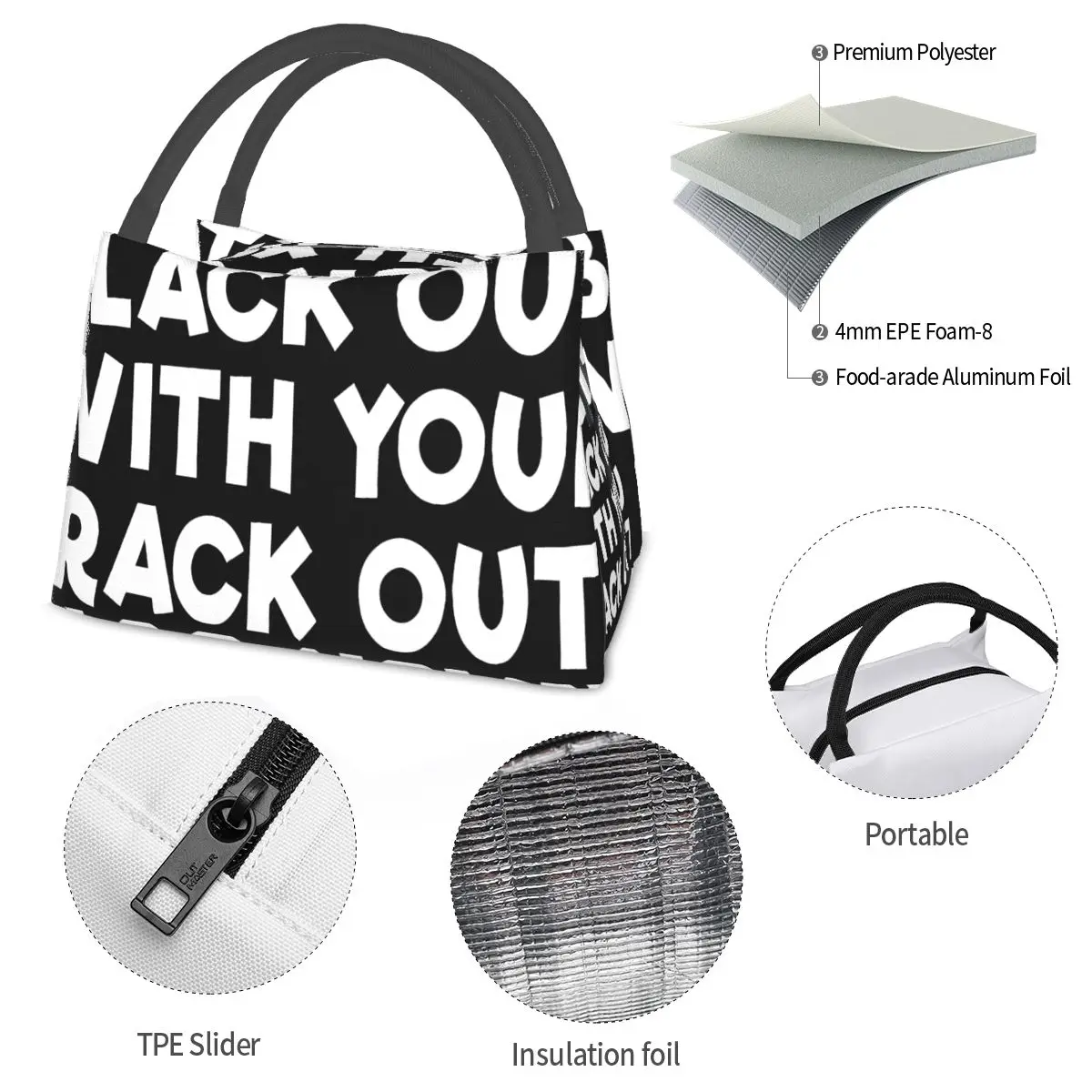 Black Out With Your Rack Out Portable insulation bag for Cooler Thermal Food Office Pinic Container