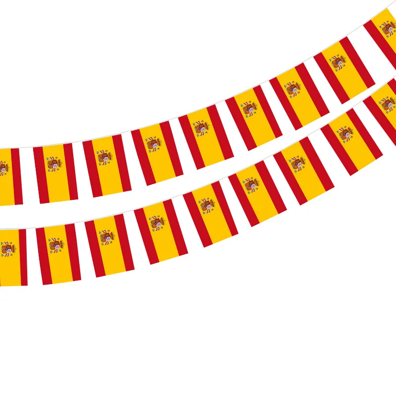 Drapeaux espagnols 14x21cm, 20 pièces/lot, guirlande de drapeaux espagnols, bannière pour décoration de fête et de festival